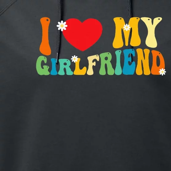 i love my girlfriend gf red heart love valentine Performance Fleece Hoodie