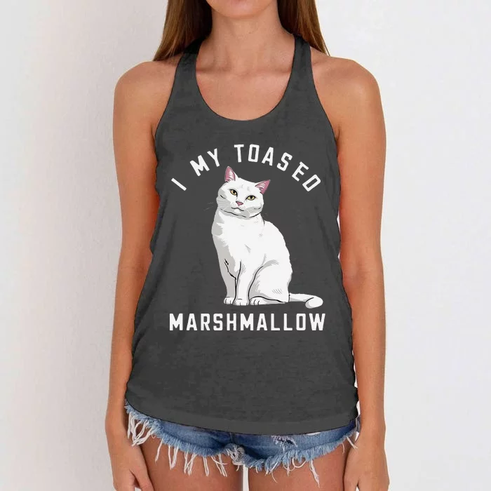 I Love My Toasted Marshmallow Flame Point Siamese Cat (1) Women's Knotted Racerback Tank