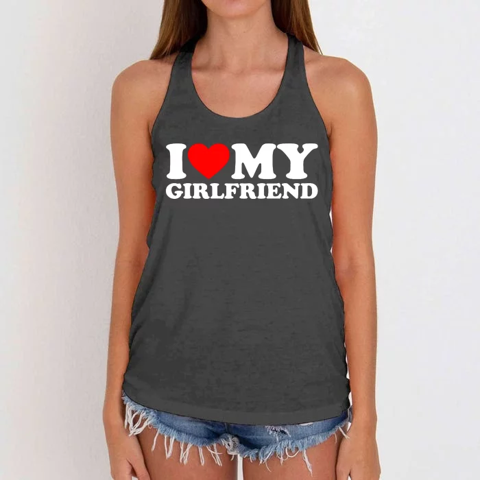 I Love My Girlfriend Shirt I Heart My Girlfriend Shirt GF Women's Knotted Racerback Tank