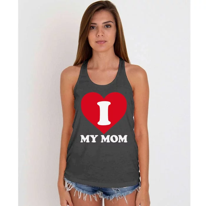 I love my Mom A gift for to show our super heroine our love Women's Knotted Racerback Tank