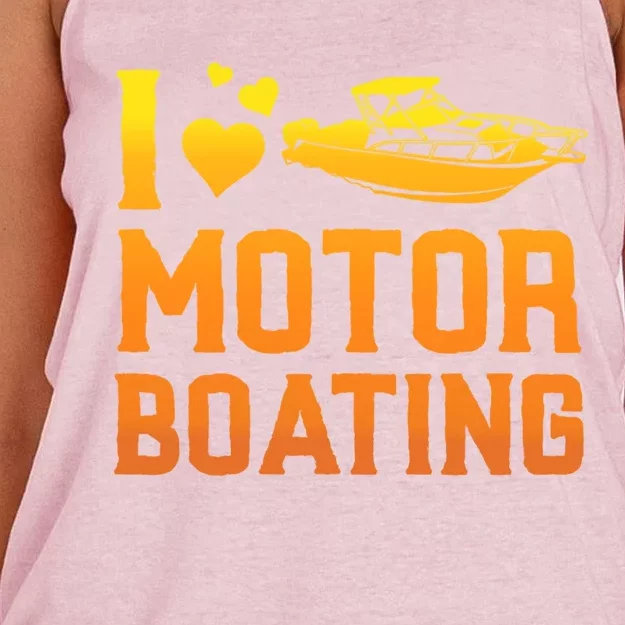 I Love Motor Boating Funny Boater Motor Boating Funny Gift Women's Knotted Racerback Tank