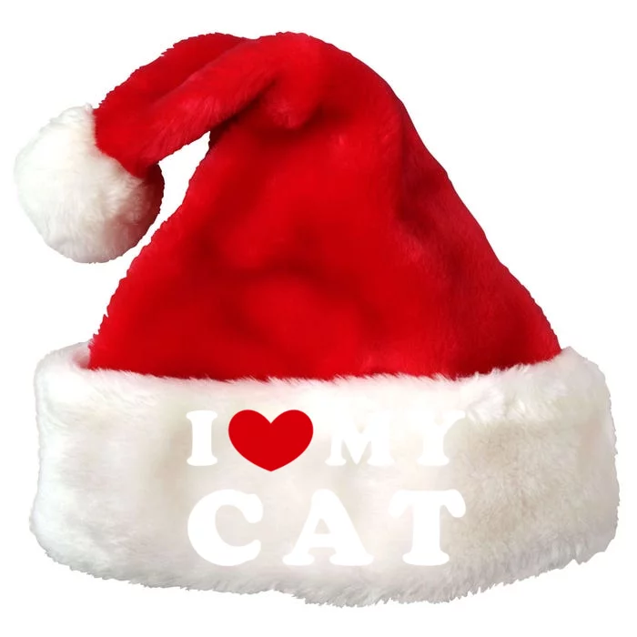 I Love My Cat I Heart My Cat Gift Premium Christmas Santa Hat