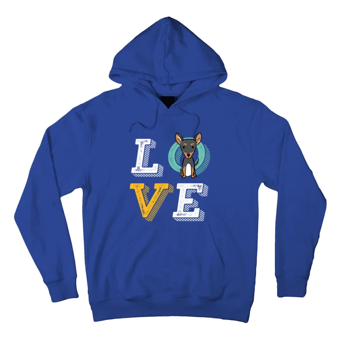 I Love Miniature Pinscher Cool Gift For Min Pin Dog Lover Hoodie