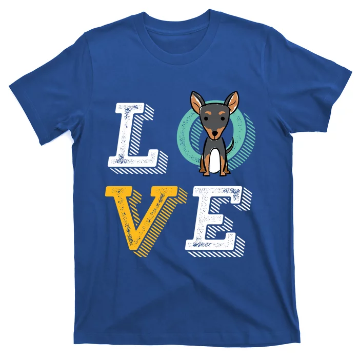 I Love Miniature Pinscher Cool Gift For Min Pin Dog Lover T-Shirt