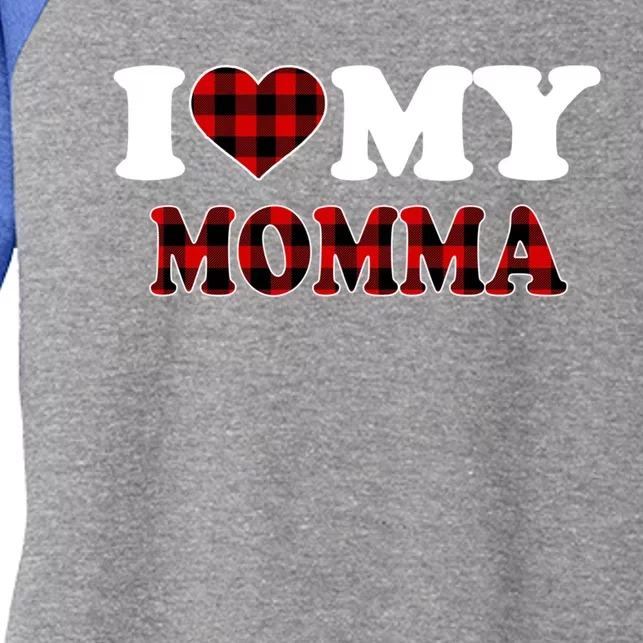 I Love My Momma Happy Valentines Day Meaningful Gift Women's Tri-Blend 3/4-Sleeve Raglan Shirt