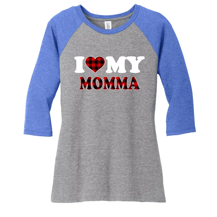 I Love My Momma Happy Valentines Day Meaningful Gift Women's Tri-Blend 3/4-Sleeve Raglan Shirt