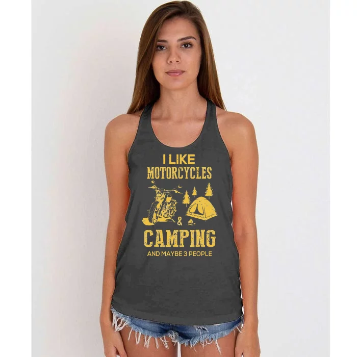 I Like Motorcycles And Camping And Maybe 3 People Women's Knotted Racerback Tank