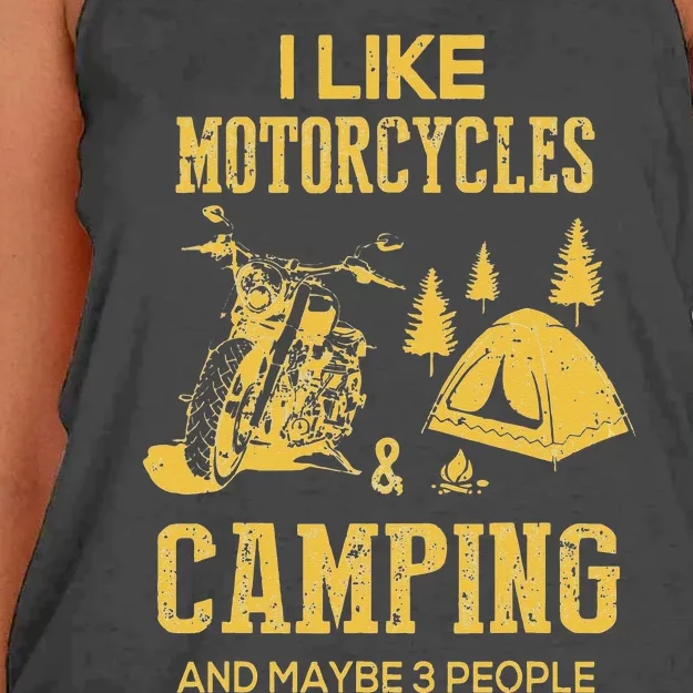 I Like Motorcycles And Camping And Maybe 3 People Women's Knotted Racerback Tank