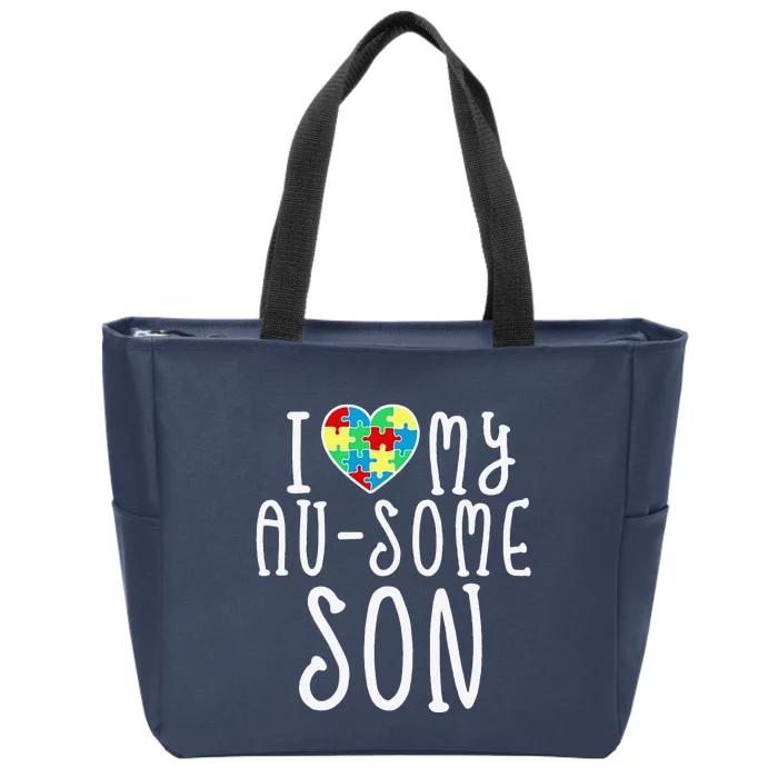 I LOVE MY AUSOME SON Autism Awareness Walk Meme Zip Tote Bag