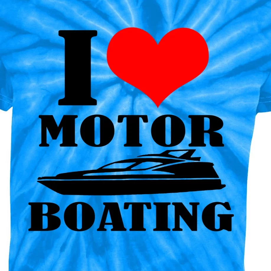 I Love Motor Boating Funny Boating Cool Gift Kids Tie-Dye T-Shirt