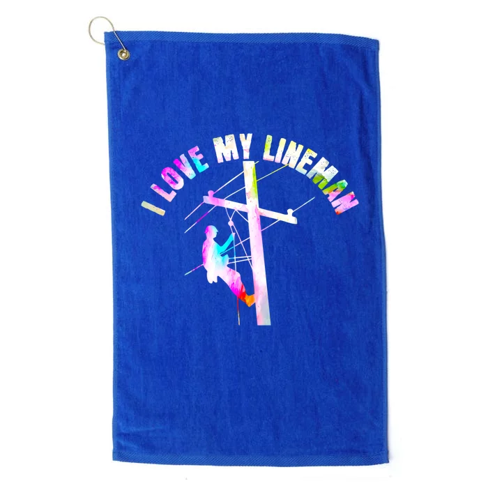 I Love My Line Electric Cable Line Wife Mom Gift Platinum Collection Golf Towel