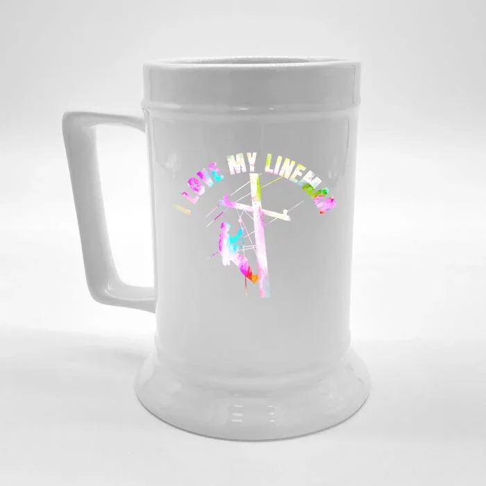 I Love My Line Electric Cable Line Wife Mom Gift Front & Back Beer Stein