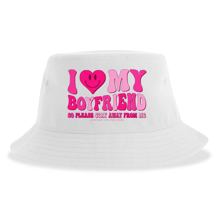 I Love My Boyfriend Valentines Day I Heart My Boyfriend BF Sustainable Bucket Hat