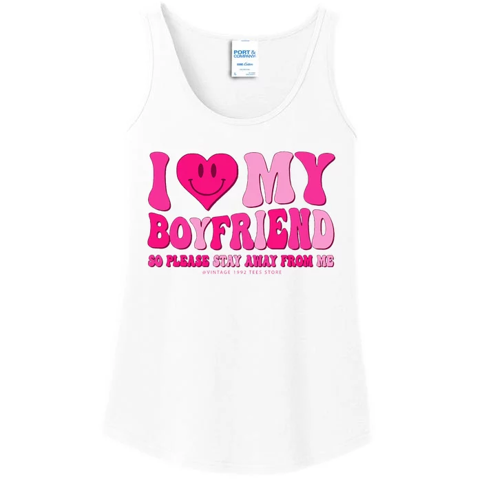 I Love My Boyfriend Valentines Day I Heart My Boyfriend BF Ladies Essential Tank