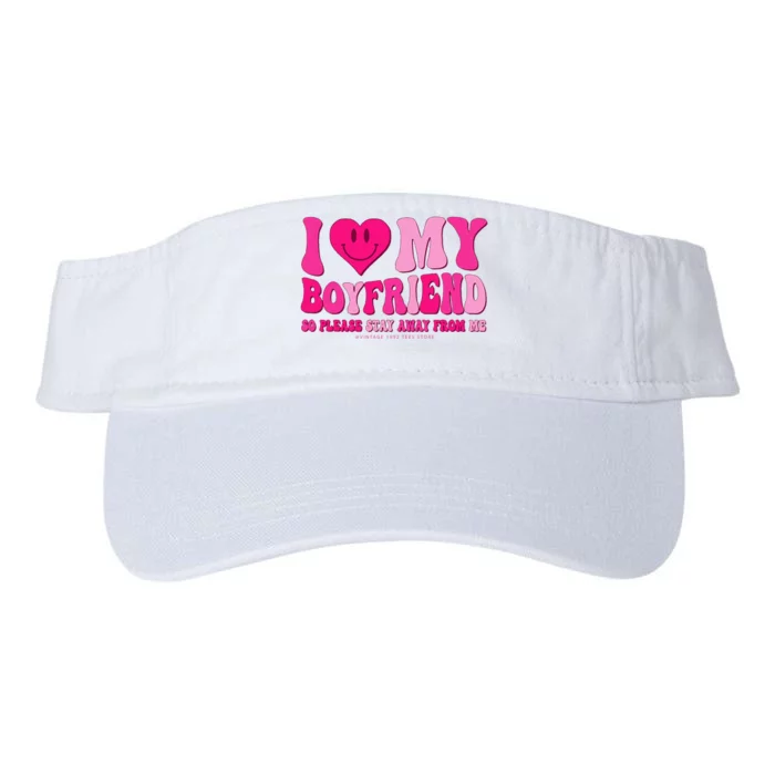 I Love My Boyfriend Valentines Day I Heart My Boyfriend BF Valucap Bio-Washed Visor