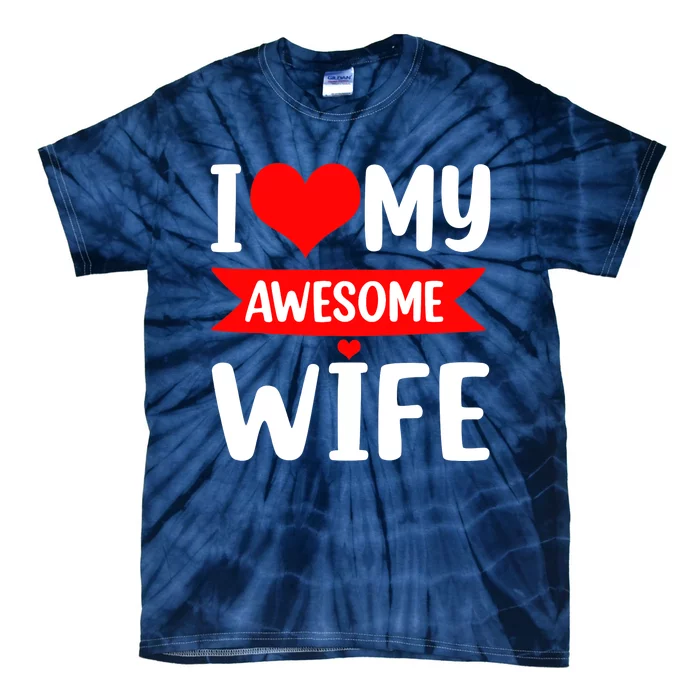 I Love My Wife Red Heart Valentines Day Matching Couple Tie-Dye T-Shirt