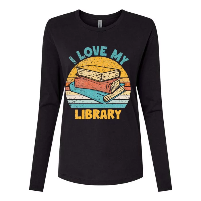 I Love My Library Sunset For Book Lovers Readers Librarian Womens Cotton Relaxed Long Sleeve T-Shirt