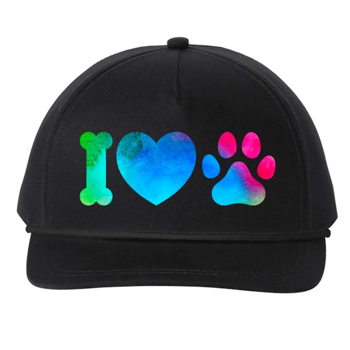 I Love My Dog Paw Print Colorful Snapback Five-Panel Rope Hat