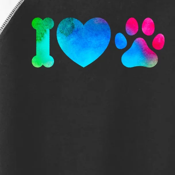 I Love My Dog Paw Print Colorful Toddler Fine Jersey T-Shirt