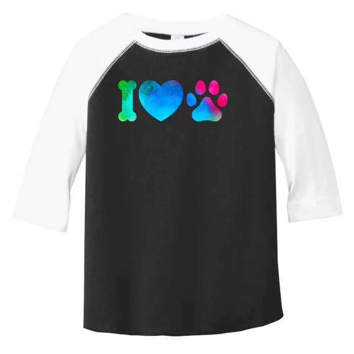 I Love My Dog Paw Print Colorful Toddler Fine Jersey T-Shirt