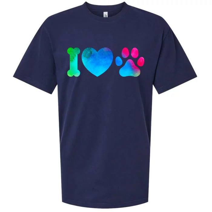 I Love My Dog Paw Print Colorful Sueded Cloud Jersey T-Shirt