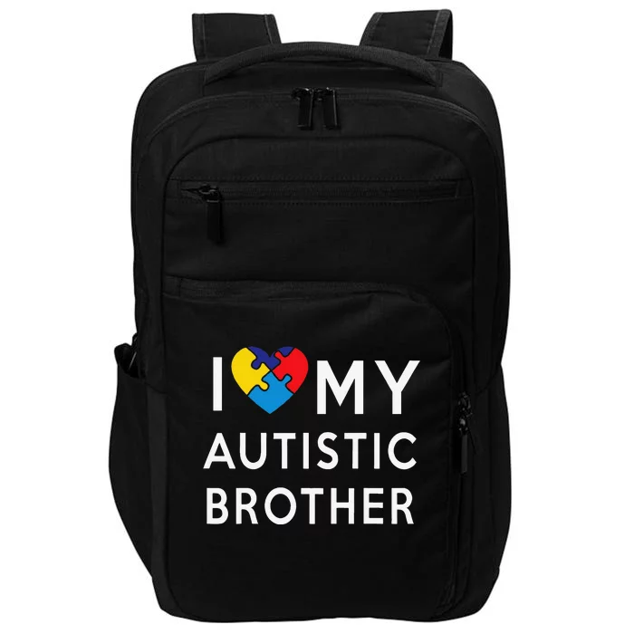 I Love My Autistic Brother Autism Awareness Heart Impact Tech Backpack