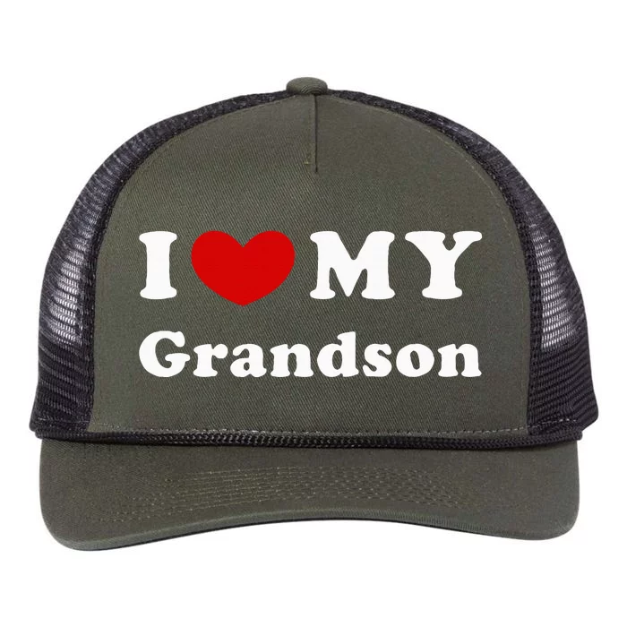 I Love My Grandson Retro Rope Trucker Hat Cap