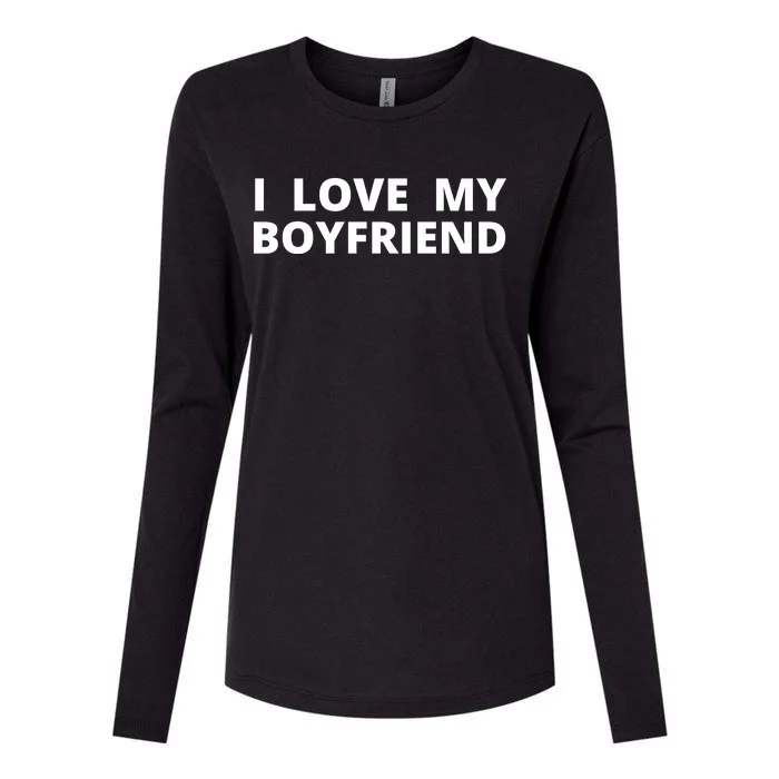 I Love My Boyfriend Funny Valentines Day Womens Cotton Relaxed Long Sleeve T-Shirt