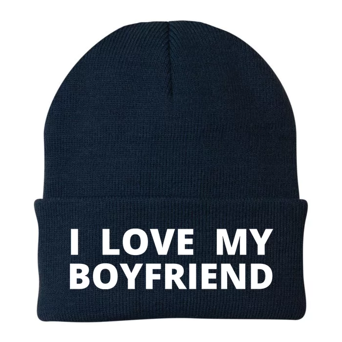 I Love My Boyfriend Funny Valentines Day Knit Cap Winter Beanie