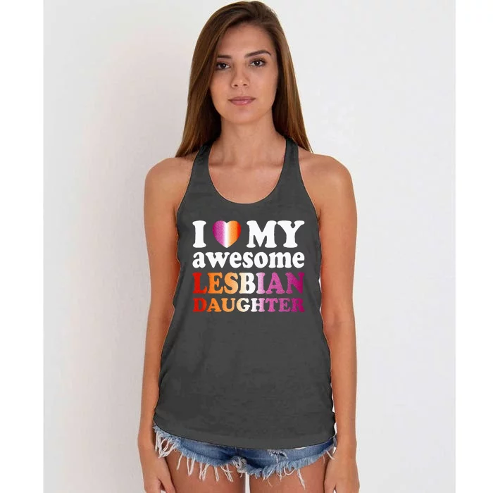 I Love My Awesome Lesbian Daughter Women's Knotted Racerback Tank