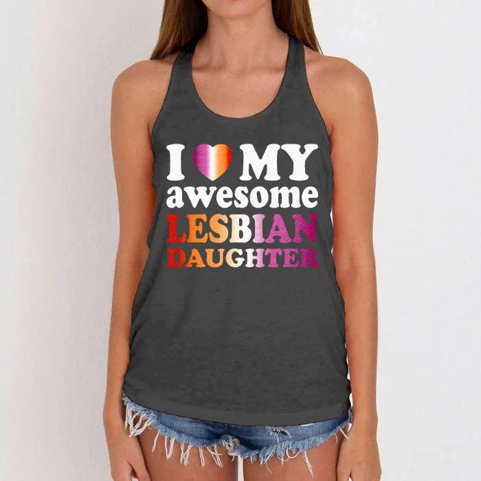 I Love My Awesome Lesbian Daughter Women's Knotted Racerback Tank