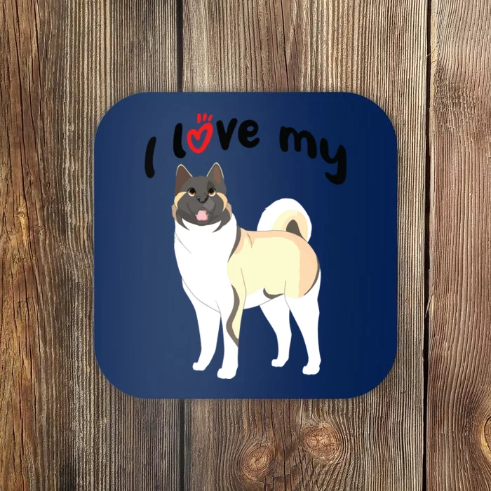 I Love My Akita Dog Coaster