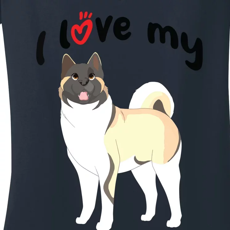 I Love My Akita Dog Women's V-Neck T-Shirt