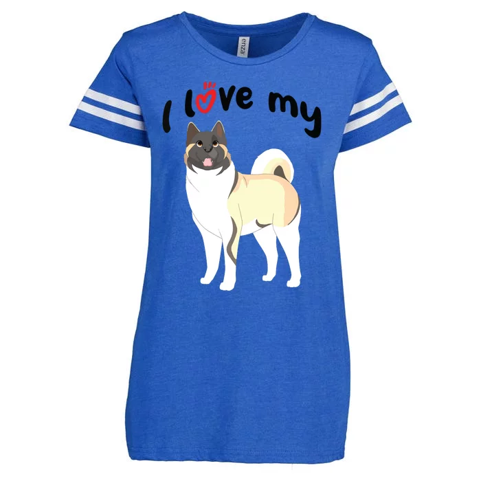 I Love My Akita Dog Enza Ladies Jersey Football T-Shirt