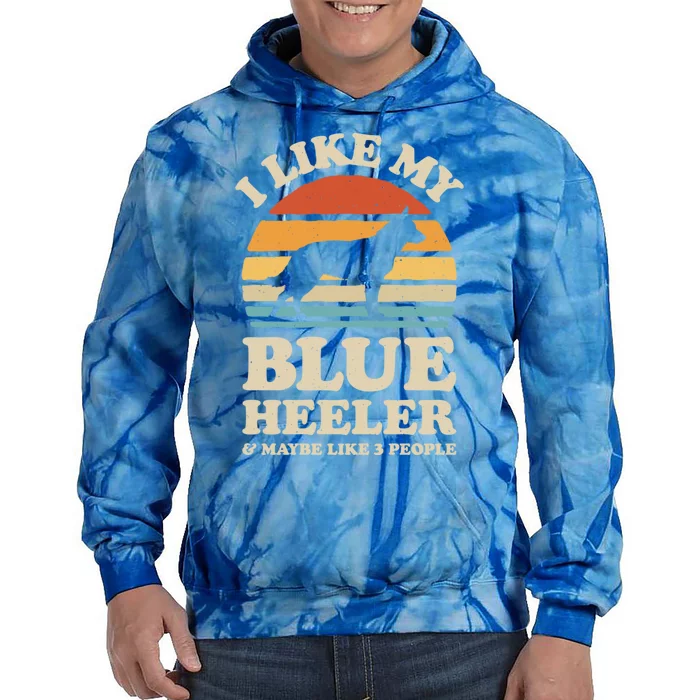 I Like My Blue Heeler Australian Cattle Dog Retro Vintage Cool Gift Tie Dye Hoodie