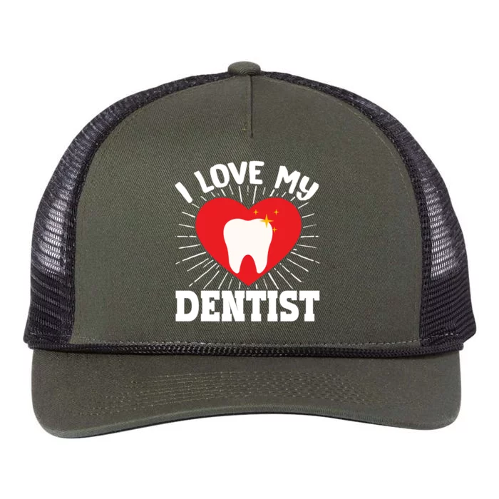 I Love My Dentist Dental Assistant Hygienist Orthodontist Gift Retro Rope Trucker Hat Cap