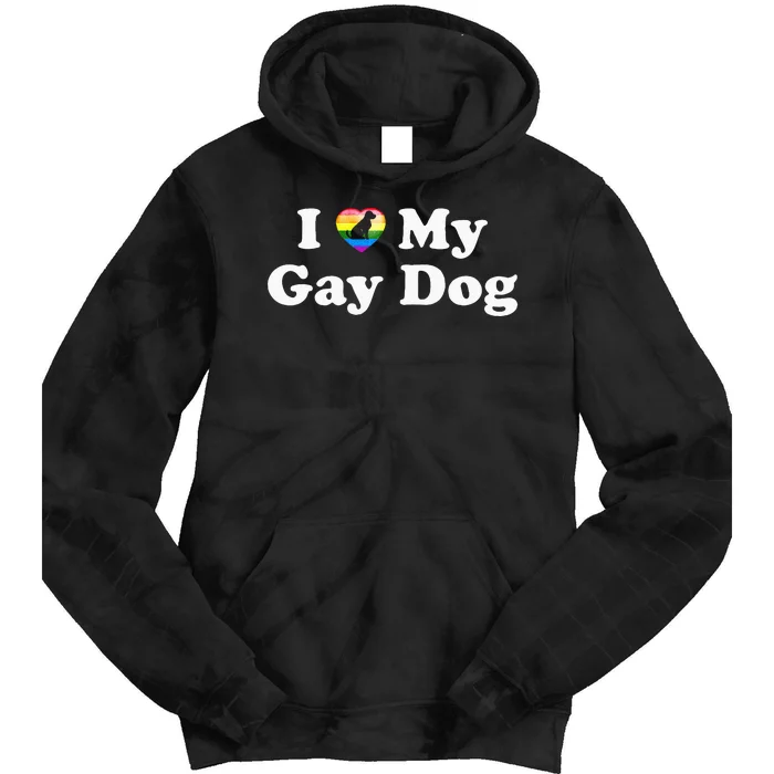 I Love My Gay Dog Heart Funny LGBT Pet Pride Proud Parent Tie Dye Hoodie