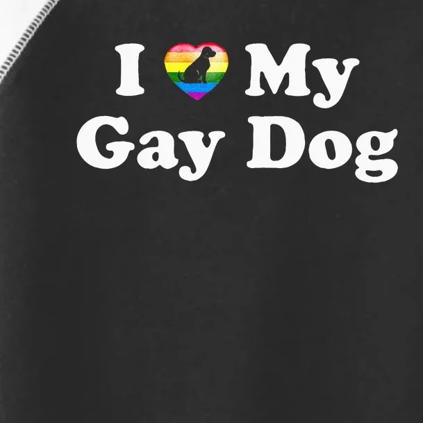 I Love My Gay Dog Heart Funny LGBT Pet Pride Proud Parent Toddler Fine Jersey T-Shirt