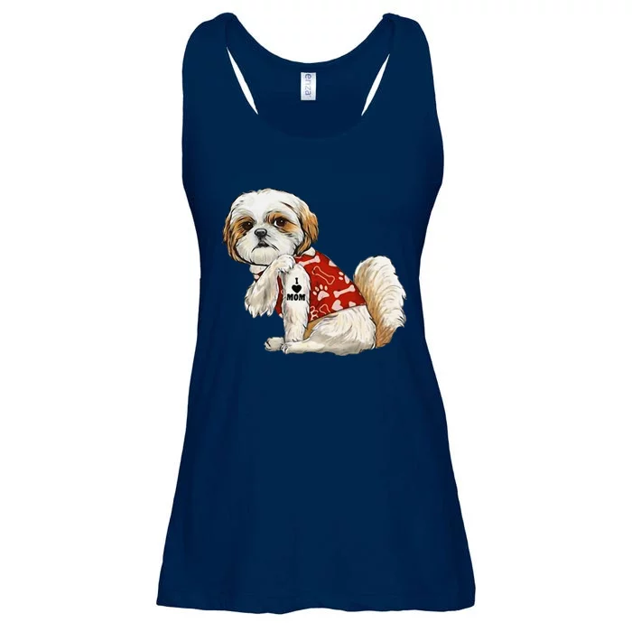 I Love Mom Tattoo Shih Tzu Mom Funny MotherS Day Gift Ladies Essential Flowy Tank