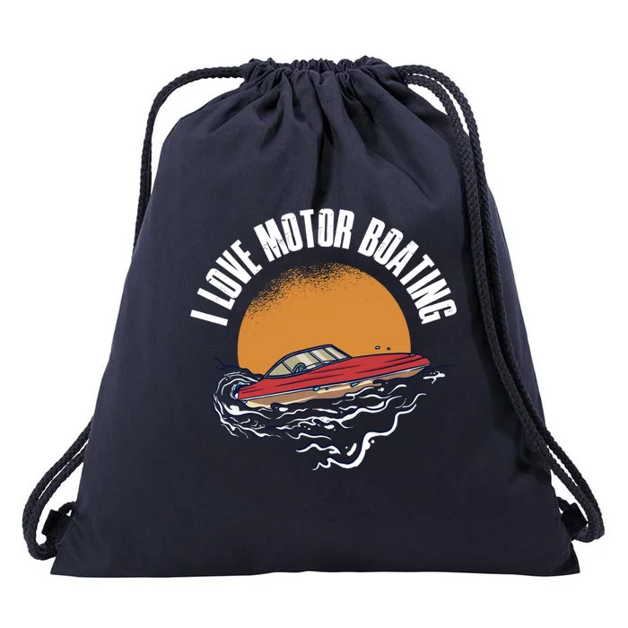 I Love Motor Boating Gift Drawstring Bag