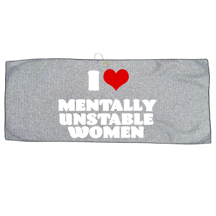 I Love Mentally Unstable Red Heart Funny Sarcastic Large Microfiber Waffle Golf Towel