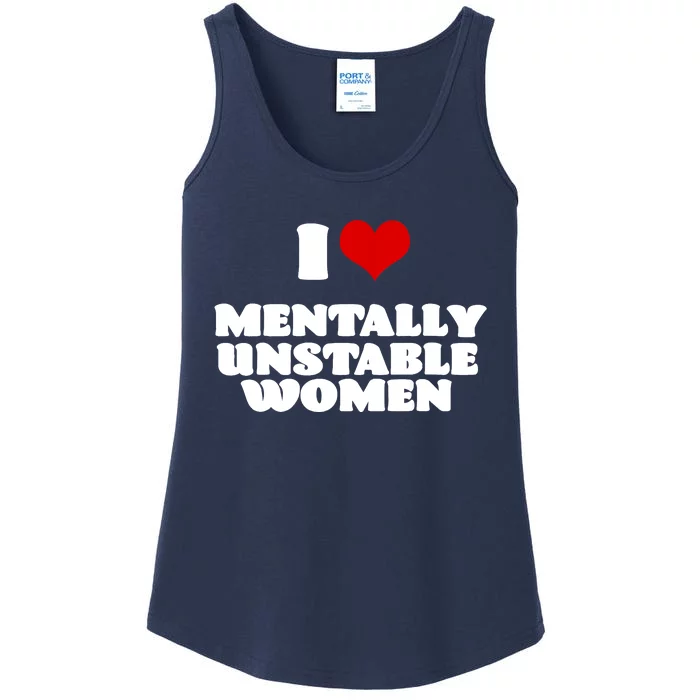 I Love Mentally Unstable Red Heart Funny Sarcastic Ladies Essential Tank