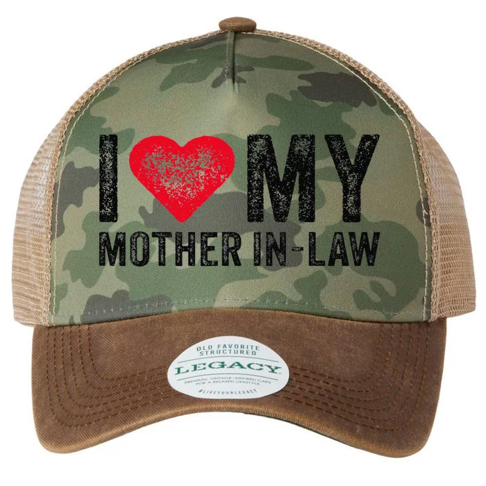 I Love My Mother In Law Red Heart Mom Funny Vintage Legacy Tie Dye Trucker Hat