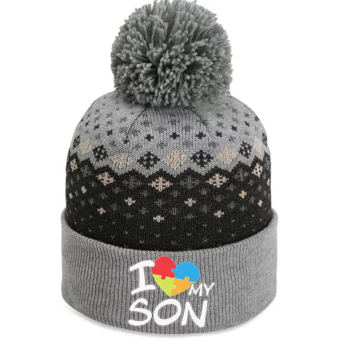 I Love My Autistic Son Autism Awareness Month The Baniff Cuffed Pom Beanie