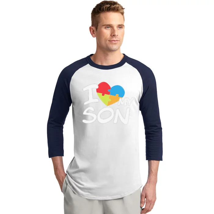 I Love My Autistic Son Autism Awareness Month Baseball Sleeve Shirt