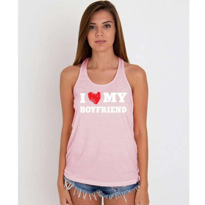 I Love My Friend Favorite Family Member Valentines Bf Gift Women's Knotted Racerback Tank