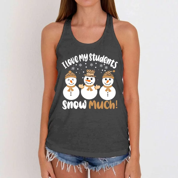 I Love My Students Snow Much Christmas Teacher Women's Knotted Racerback Tank