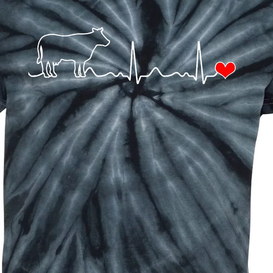 I Love My Cow Valve Ekg Heartbeat Heart Patient Kids Tie-Dye T-Shirt