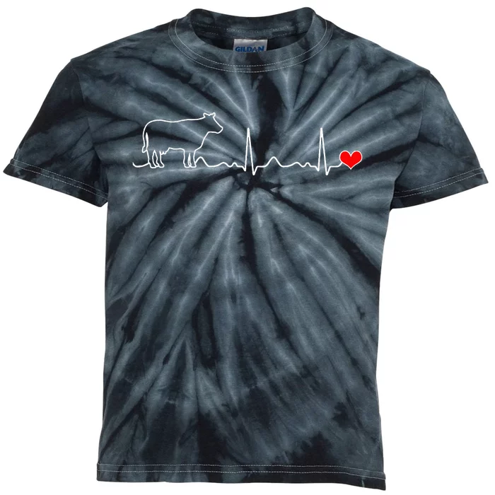 I Love My Cow Valve Ekg Heartbeat Heart Patient Kids Tie-Dye T-Shirt