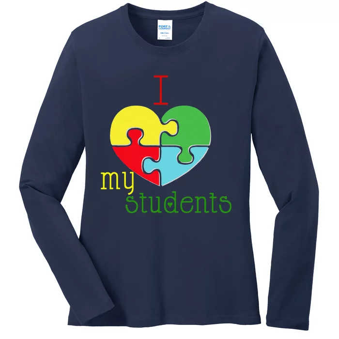 I Love My Students Autism Awareness Puzzle Teacher Gift Ladies Long Sleeve Shirt